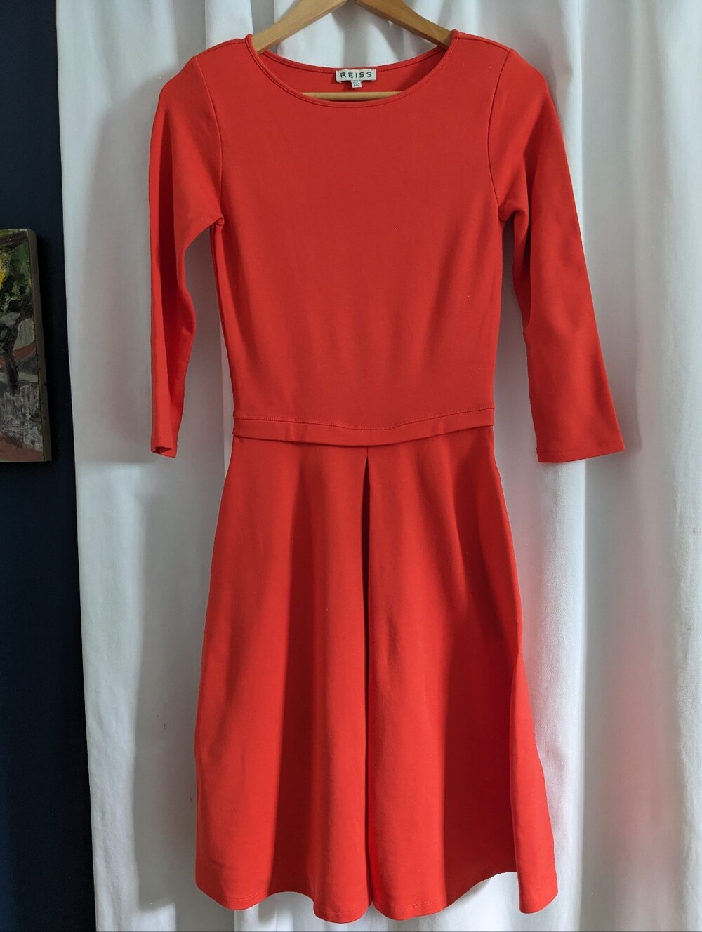 Reiss Jersey Orange Fit And Flare Dress Size 2 US 6 UK